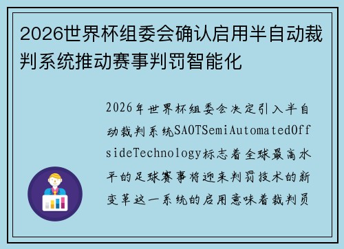 2026世界杯组委会确认启用半自动裁判系统推动赛事判罚智能化